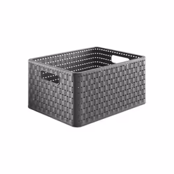 Rotho 1115308853WS, Panier de rangement, Anthracite, Rectangulaire, Rotin, Monochromatique, Intérieure