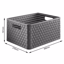 Rotho 1115308853WS Boîte de rangement Panier de rangement Rectangulaire Rotin Anthracite