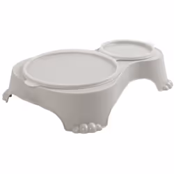 Pratique : Double bol de alimentation con couvercle ; con un couvercle pratique pour protéger from the vermin and theunpleasa ...