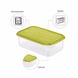Rotho RONDO Boîte de rangement alimentaire 1,5 L Citron vert, Transparent 1 pièce(s)