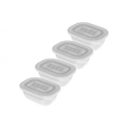 Rotho 1723600096 boîte hermétique alimentaire Rectangulaire Régler 0,5 L Transparent, Blanc 4 pièce(s)
