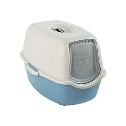 Rotho Bailey Chat Toilettes couvertes pour animaux de compagnie Bleu, Blanc