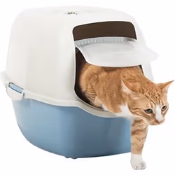Rotho Bailey Chat Toilettes couvertes pour animaux de compagnie Bleu, Blanc