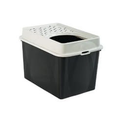 Rotho Berty Chat Toilettes avec entrée par le haut Noir, Gris