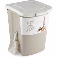 Caractéristiques Roues de transport :Oui Couleur du produit:Beige Capacité intérieure :38 l Matériau :Plastique Spatule inclu ...