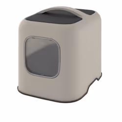 Rotho BIALA, Chat, Toilettes couvertes pour animaux de compagnie, Beige, Plastique, 395 mm, 510 mm