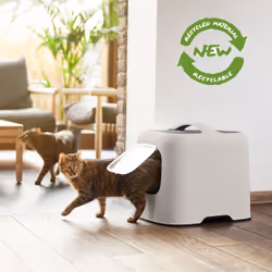 Rotho BIALA Chat Toilettes couvertes pour animaux de compagnie Beige