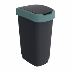 Poubelle de tri twist 50l H602xL298xP401mm noir couvercle bord bleu Rotho