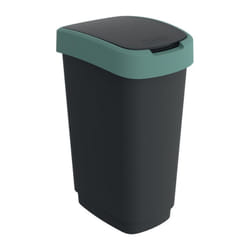 Poubelle de tri twist 50l H602xL298xP401mm noir couvercle bord bleu Rotho