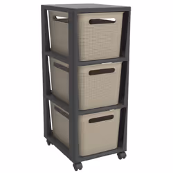 Rotho BRISEN, Panier de rangement, Cappucino, Rectangulaire, Plastique, Motif, Intérieure
