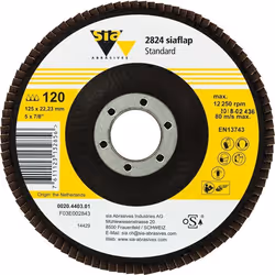 Disque à lamelles Zirconium SIA - diamètre 125 mm - Grain 120
