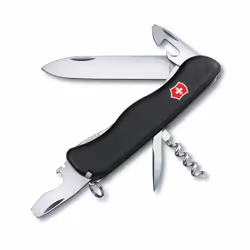 Victorinox Picknicker, Couteau à lame verrouillable, Couteau multi-fonctions, Pointe coupante, Polyamide, Noir, 11 outils