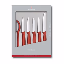Victorinox SwissClassic 6.7111.6G, Jeu de couteaux, Acier inoxydable, Polypropylène, Éplucheur, Acier inoxydable, Rouge