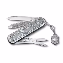 Victorinox Classic SD Brilliant Damast, Acier damassé, Noir, 5 outils, 2.5 mm, 5,8 cm, 18 mm
