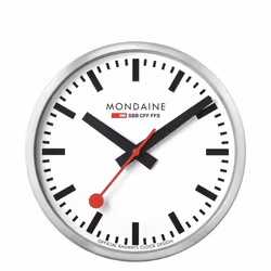 Mondaine A990.CLOCK.16SBB, Mur, Horloge à quartz, Cercle, Argent, Aluminium, 25 cm