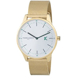 Montre Pierre Cardin Bastille City CBA.4012 - Homme - Quartz - Acier - Blanc - Maille milanaise - Or