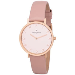 Montre Pierre Cardin Belleville Tribute CBV.1124 - Quartz Femme - Acier inoxydable - Cadran Rose - Bracelet Cuir