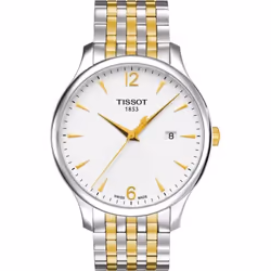 Montre Homme Tissot Tradition GMT T0636102203700 Bracelet argenté et doré en acier