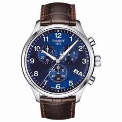 Montre - TISSOT - Chrono XL Classic - Bracelet Cuir Bleu/Marron - Etanche 10 ATM - Mouvement Quartz