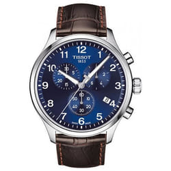 Montre - TISSOT - Chrono XL Classic - Bracelet Cuir Bleu/Marron - Etanche 10 ATM - Mouvement Quartz