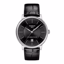 Montre Bracelet - TISSOT - Montre Tissot Carson - Automatique - Cuir noir - Verre saphir