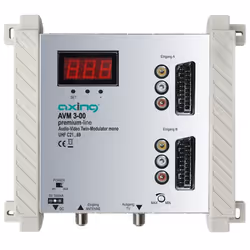 Axing AVM 3-00 TWIN, 75 Ohm, 1 Vpp, 1 Vpp, 90 décibel à microvolt, F, Gris, Argent