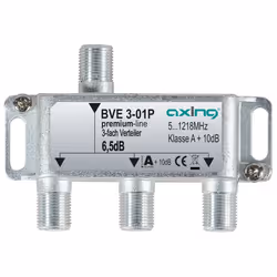 Axing BVE 3-01P, Diviseur de câbles, 5 - 1218 MHz, Acier inoxydable, Femelle/Femelle, F, 89 mm