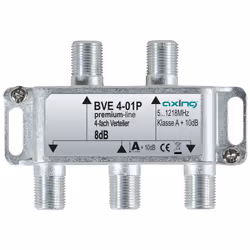 Axing BVE00401P1, Diviseur de câbles, 5 - 1218 MHz, Acier inoxydable, Femelle/Femelle, F, 89 mm
