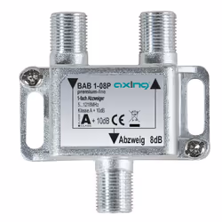 Axing BAB 1-08P, Diviseur de câbles, 5 - 1218 MHz, Gris, A, 8 dB, F