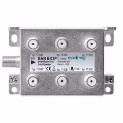 Axing BAB 6-02P, Diviseur de câbles, 5 - 1218 MHz, Gris, A, 15,5 dB, F