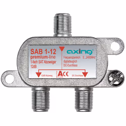 Axing SAB 1-12, Diviseur de câbles, 5 - 2400 MHz, Aluminium, Mâle/Femelle, 12 dB, F