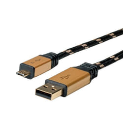 ROLINE GOLD Câble USB 2.0, USB A mâle - Micro USB B mâle 0,8m