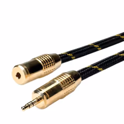 ROLINE GOLD Câble prolongateur 3,5mm audio M / F 5,0m, 3,5mm, Mâle, 3,5mm, Femelle, 5 m, Noir, Or