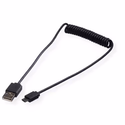ROLINE Câble spirale USB 2.0, A - Micro B, M/M 1,0 m, 1 m, USB A, Micro-USB B, USB 2.0, 480 Mbit/s, Noir