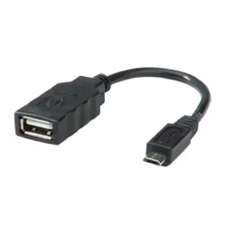 ROLINE Câble USB 2.0, USB A femellle - Micro USB B mâle, OTG 0,15 m, 0,15 m, Micro-USB B, USB A, USB 2.0, Mâle/Femelle, Noir