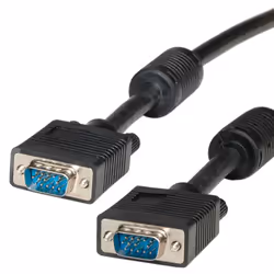 ROLINE HD15 M/HD15 M avec noyaux de ferrite 2,0m, 2 m, VGA (D-Sub), VGA (D-Sub), Mâle, Mâle, Noir
