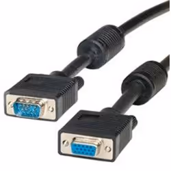 ROLINE HD15 M/HD15 F avec noyaux de ferrite 20,0m, 20 m, VGA (D-Sub), VGA (D-Sub), Mâle, Femelle, Noir