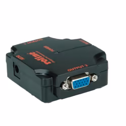 ROLINE Distributeur vidéo VGA, haute résolution, 450 MHz, 2x, VGA, 2x VGA, 1920 x 1080 pixels, Noir, Plastique, 450 MHz