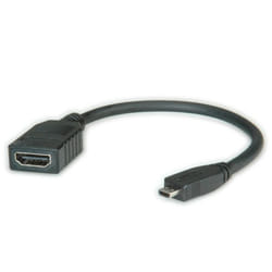 ROLINE Câble HDMI High Speed avec Ethernet, HDMI F - Micro HDMI M 0,15m