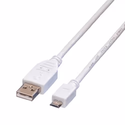 Value Câble USB 2.0, USB A mâle - Micro USB B mâle 0,15m, 0,15 m, USB A, Micro-USB B, USB 2.0, 480 Mbit/s, Blanc