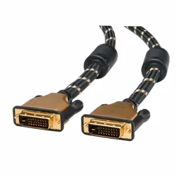 ROLINE GOLD Câble pour écran DVI, M-M, (24+1) dual link 1,0m, 1 m, DVI-D, DVI-D, Mâle, Mâle, Noir, Or