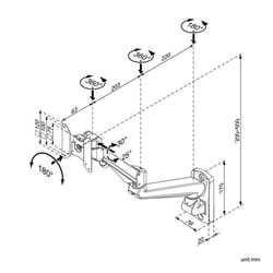 ROLINE Support LCD à gaz, fonction pivot