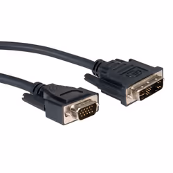 ROLINE Câble VGA DVI, DVI (12+5) M/ HD15 M 2,0m, 2 m, DVI-A, VGA (D-Sub), Mâle, Mâle, Noir