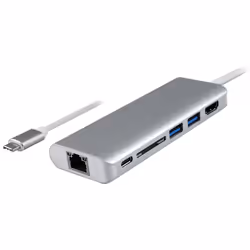 ROLINE 12.02.1037, Avec fil, USB 3.2 Gen 1 (3.1 Gen 1) Type-C, Argent, MicroSD (TransFlash), SD, USB