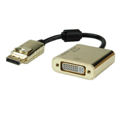 ROLINE 12.88.3175 câble vidéo et adaptateur 0,15 m DisplayPort DVI-D Noir, Or