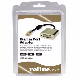 ROLINE 12.88.3176 câble vidéo et adaptateur 0,1 m Mini DisplayPort DVI-D Noir, Or