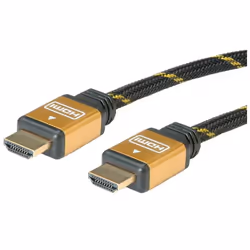 ROLINE 11.88.5501, 1 m, HDMI Type A (Standard), HDMI Type A (Standard), Noir, Or