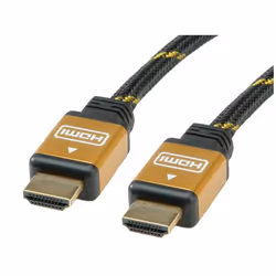 ROLINE 11.88.5561, 1 m, HDMI Type A (Standard), HDMI Type A (Standard), 1920 x 1080 pixels, Compatibilité 3D, Noir, Or