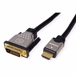 ROLINE 11045870 1 m DVI-D HDMI Noir, Argent