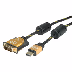 ROLINE 11.04.5891 câble vidéo et adaptateur 2 m HDMI DVI Noir, Or - Vue supplémentaire 4
